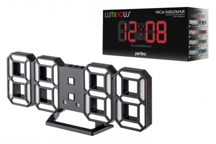 Электронные часы- будильник Perfeo LED "LUMINOUS 2" (PF-6111) PF_B4925 (черный корпус / белая подсве