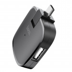 USB-концентратор HOCO HB11, 3 гнезда, 1 Type-C выход, цвет: черный