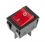 36-2343 Выключатель клавишный 250V 25А (4с) ON-OFF красный с подсветкой  REXANT