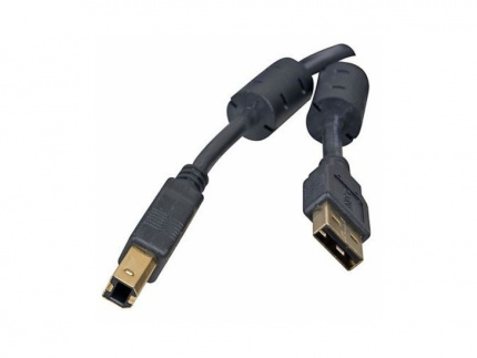 Кабель USB 2.0 A/B 1.8.м. зол. разъем феррит.