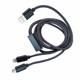 Кабель 3in1 USB 2.0 8pin Lighting//microUSB 1м Орбита KM-61