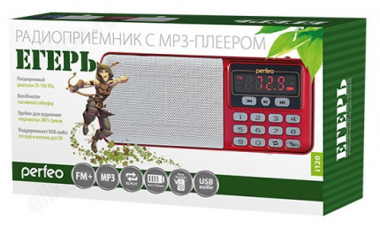 Радиоприёмник Perfeo i120-BL ЕГЕРЬ FM+ 70-108МГц/ MP3/ питание USB или BL5C/ цвет красный