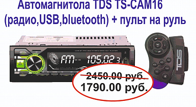 Автомагнитола TDS TS-CAM16 (радио,USB,bluetooth) + пульт на руль